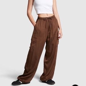 VS PINK SATIN PARACHUTE PANTS - NWT